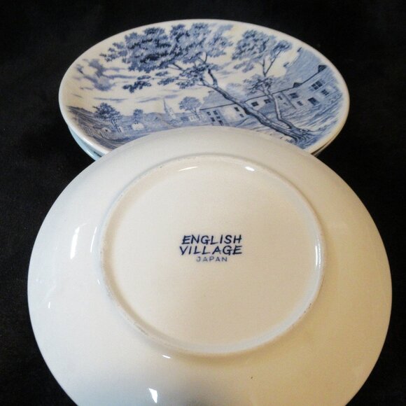 Vintage English Village Dish Set 4pc Saucer Set - Picture 4 of 4